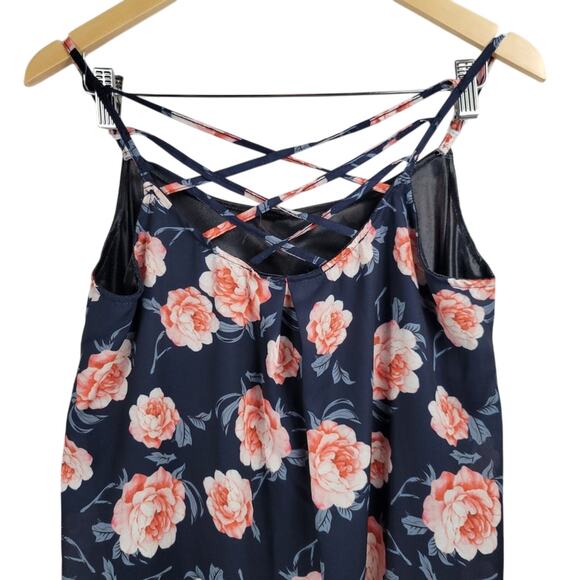 Navy & Pink Floral Slip Tank Dress Size M‎ - Picture 4 of 7